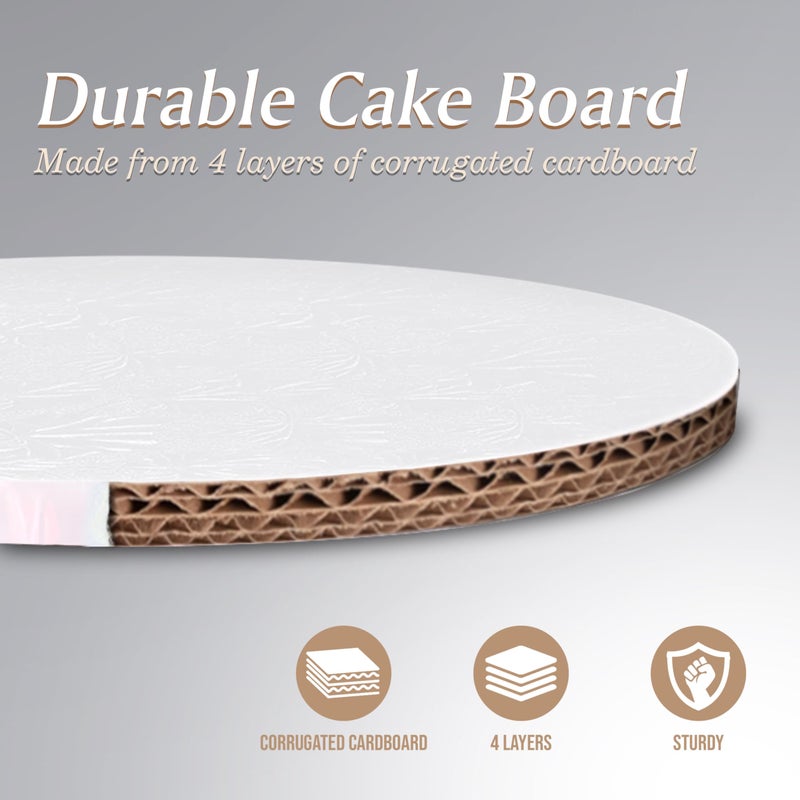 Cakebon Round Cake Boards - Sturdy 1/2 Thick Drums - 12 Inch Professional Smooth Straight Edges White 6-Pack - Image 3